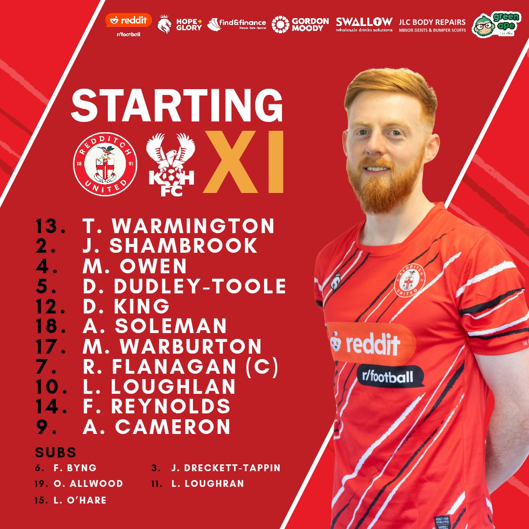 RedditchUtd's tweet image. Mike Fowler names a strong XI to face Kidderminster Harriers in the Quarter Final of the Worcestershire Senior Cup 🏆

➡️ The bench consists of 3 FE students with Fin Byng, Jaydon Dreckett-Tappin &amp;amp; Luke O'Hare