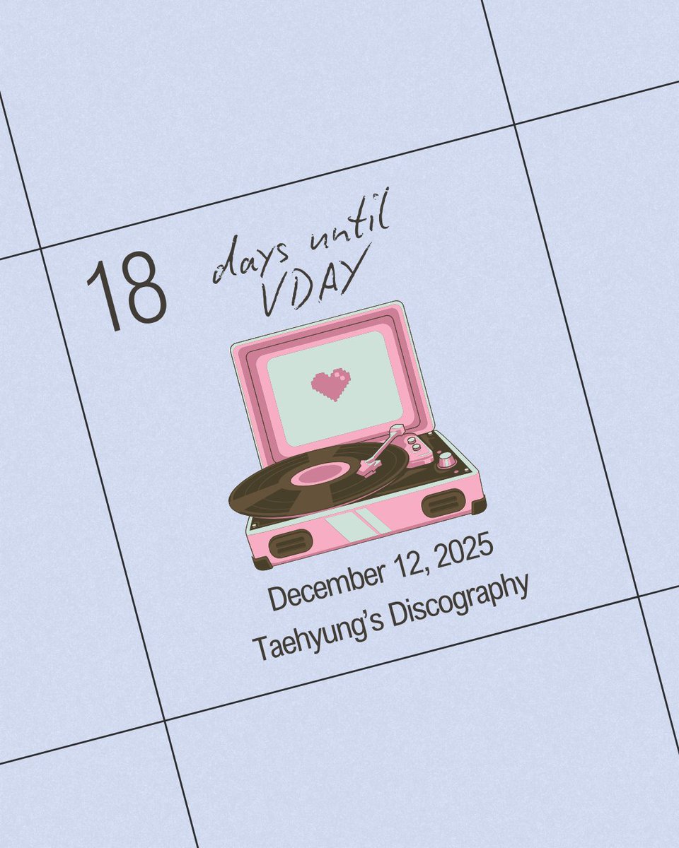 thevantefm's tweet photo. 18 days until VDAY: Taehyung's Discography 

[https://t.co/FootA1S07C]

#VDAYCountdown https://t.co/Vfh3yV2HNv