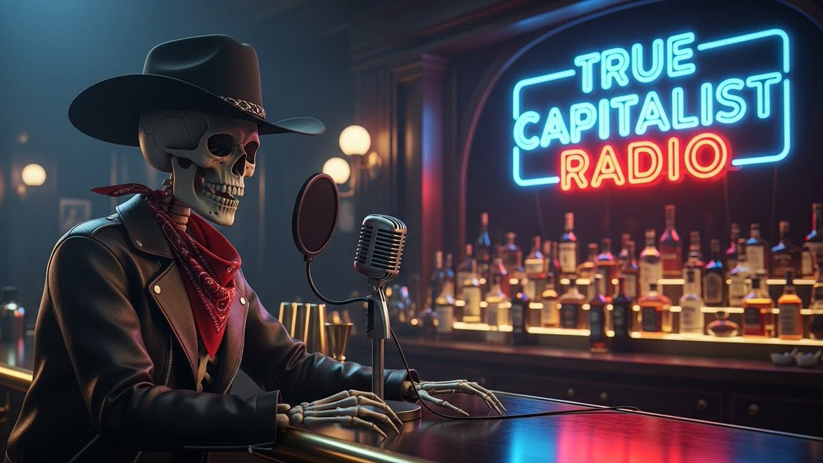 TheGhostReport's tweet image. True Capitalist Radio is LIVE at 5:00pm(ish) later on today!

Ghost will discuss the markets, Trump, Epstein, Venezuela, Ukraine and other subjects.

Come listen in and get the straight political dope!

Cheers baby, CHEERS!