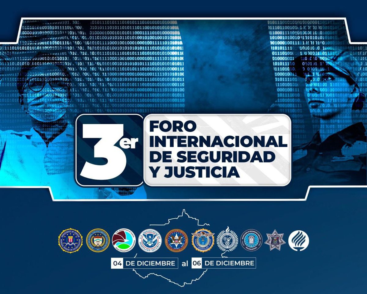 Aguascalientes será sede del 3er Foro Internacional de Seguridad y Justicia.
📅 4, 5 y 6 de diciembre
Con la participación de instituciones nacionales e internacionales como el FBI, Agencia de Alcohol, Tabaco, Armas de Fuego y Explosivos (ATF), DEA,...