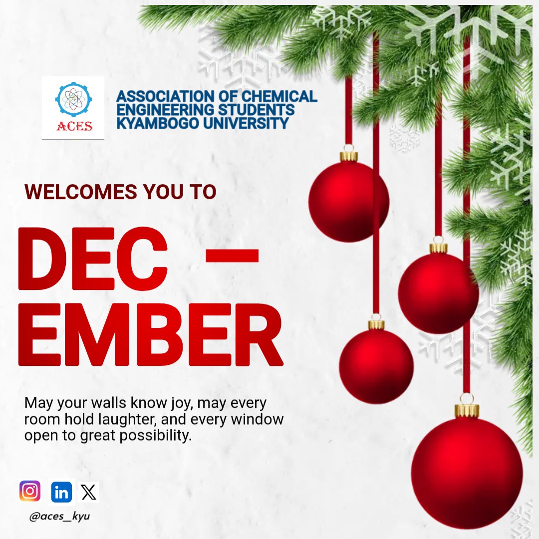 🎄✨ Hello December! ✨🎄
ACES welcomes you to a month of joy, laughter, and new possibilities.
May every day open a door to something brighter. 💫❤️

Let’s finish the year strong, united, and grateful. 🤝🔥
#HappyDecember #ACES #Kyambogo