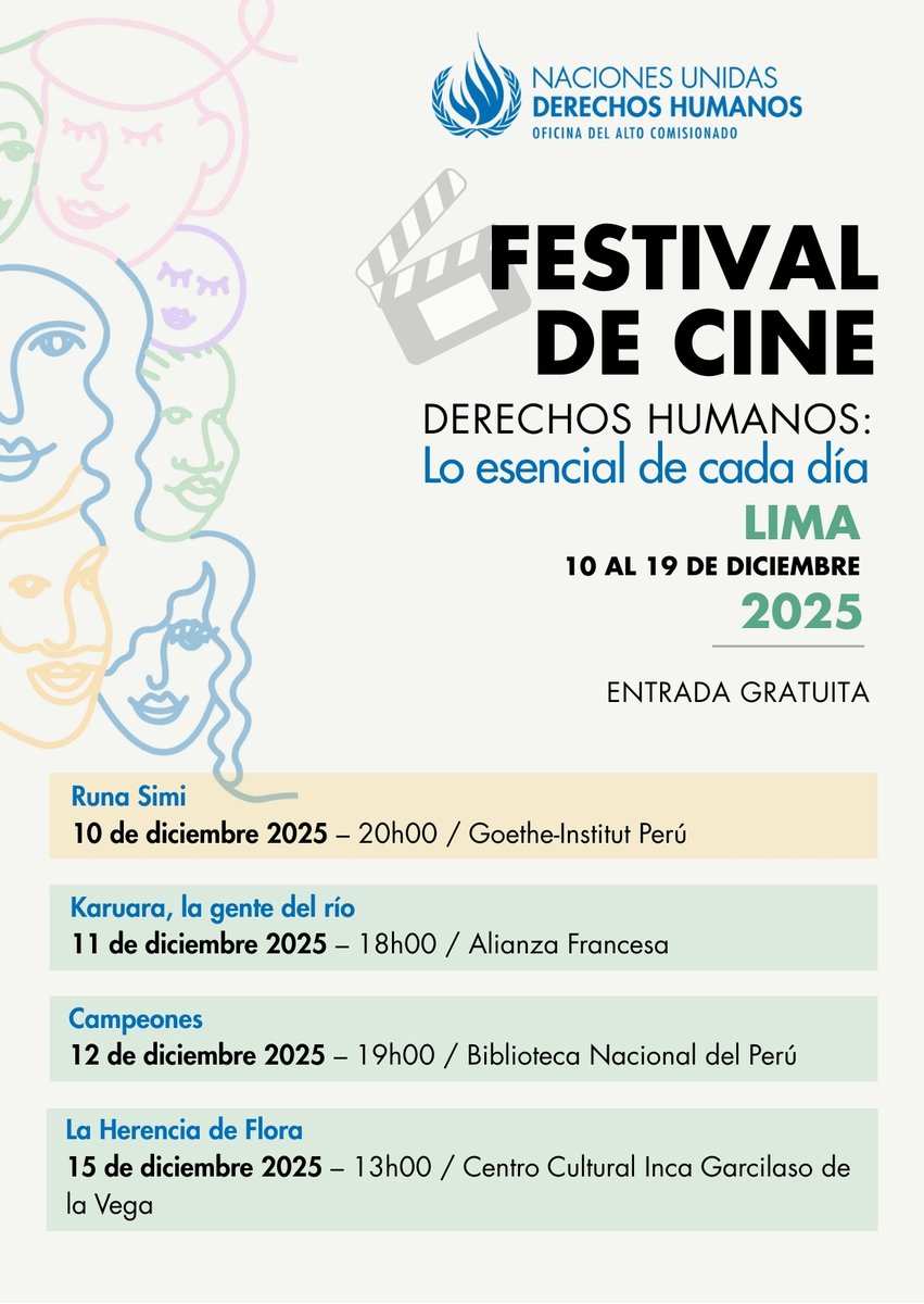 OACNUDHPeru's tweet image. ✨Ocho películas para reflexionar sobre lo que nos une y lo que hace posible la dignidad cada día.

📽️ Festival de cine público y gratuito. Te esperamos muy pronto en “Derechos Humanos: lo esencial de cada día”.

 #LoEsencialDeCadaDía #DerechosHumanos