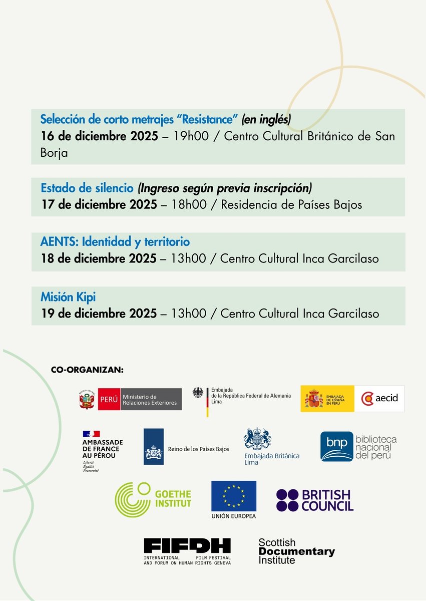 OACNUDHPeru's tweet image. ✨Ocho películas para reflexionar sobre lo que nos une y lo que hace posible la dignidad cada día.

📽️ Festival de cine público y gratuito. Te esperamos muy pronto en “Derechos Humanos: lo esencial de cada día”.

 #LoEsencialDeCadaDía #DerechosHumanos