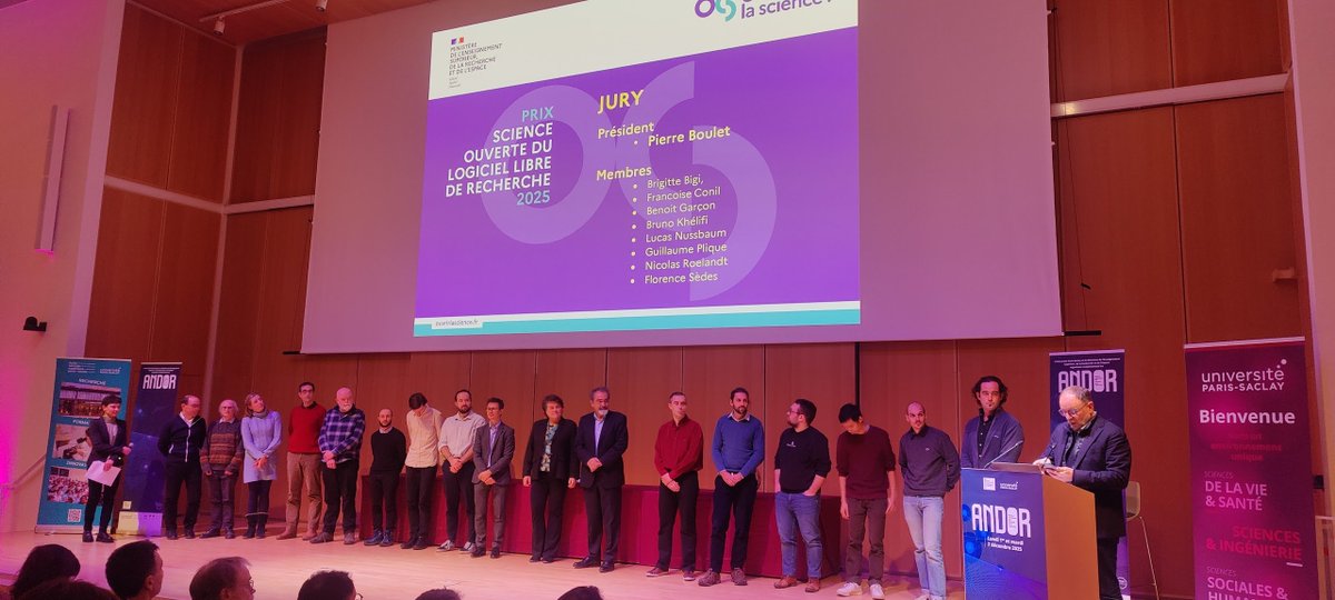 rdicosmo's tweet image. Fourth edition of the national #openscience award for #opensource #researchsoftware, great lineup of the representatives of the distingushed projects, congratulations! Previous editions (and soon details of this one) here 👉 ouvrirlascience.fr/category/open-… @ouvrirlascience @CNRS @Inria