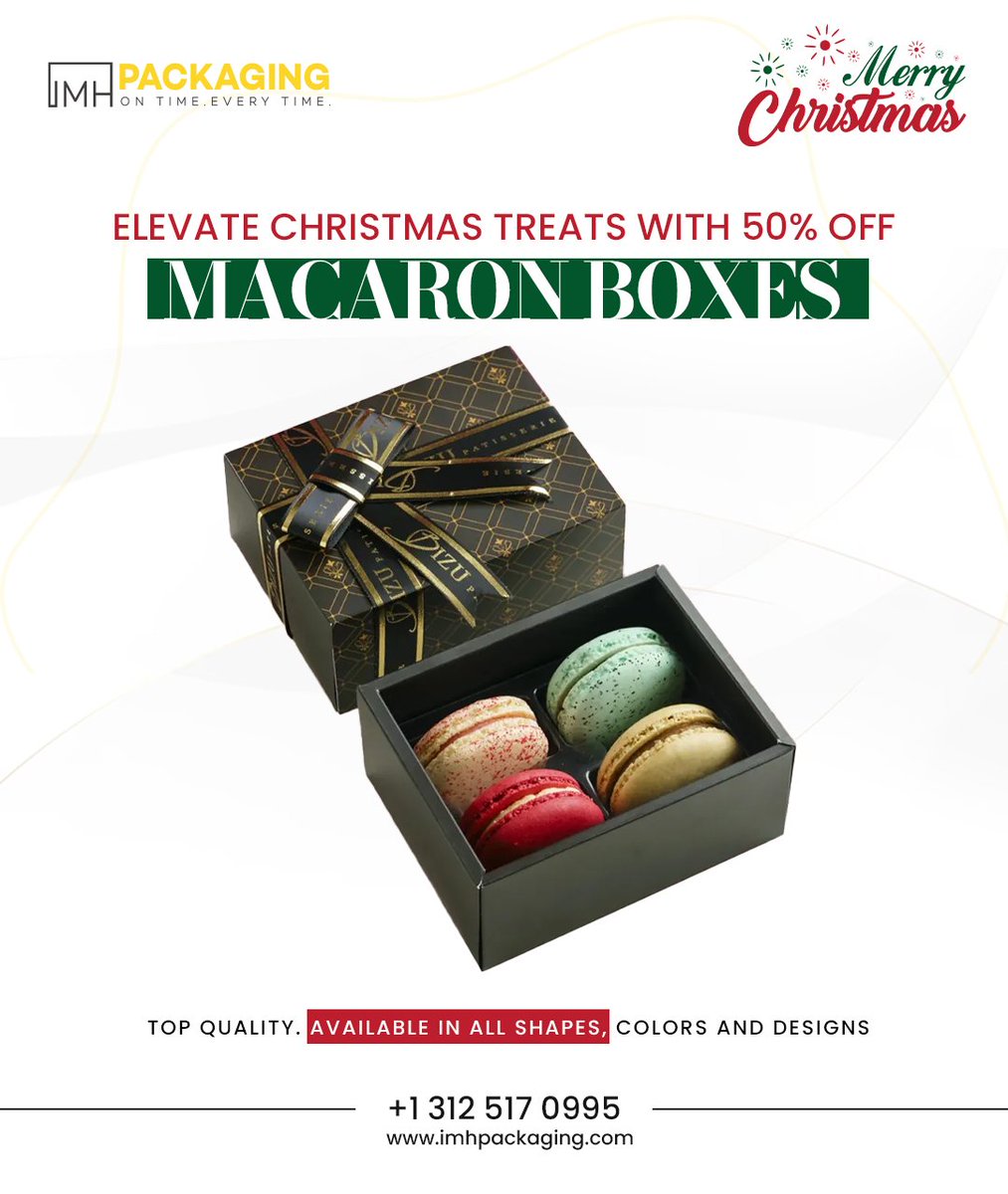 usa_imh's tweet image. Give your holiday macarons a luxurious look through our elegant Macaron Boxes crafted specially for Christmas gifting. Get top-quality packaging at an unbeatable 50% discount.

Order Now:  imhpackaging.com/product-catego…

#Macaron #Macarons #MacaronBoxes #Christmas #Sales #Packaging #USA