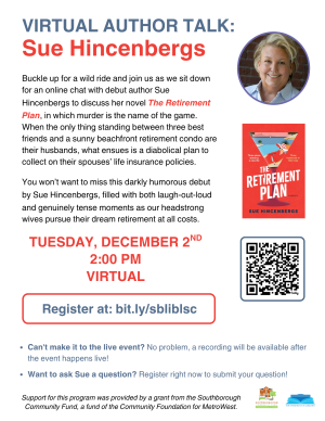 Do you enjoy reading mysteries? Register now for this live online author talk with Sue Hincenbergs!