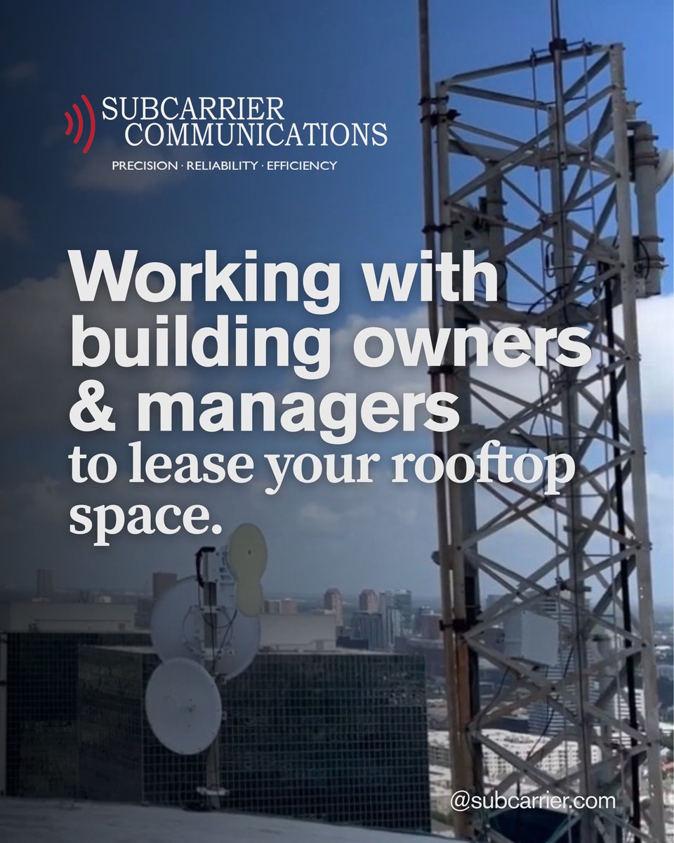 Need help managing your rooftop? At Subcarrier Communications we manage and market your rooftop, creating revenue for you. Reach out today to learn more about how our team of professionals can serve you.