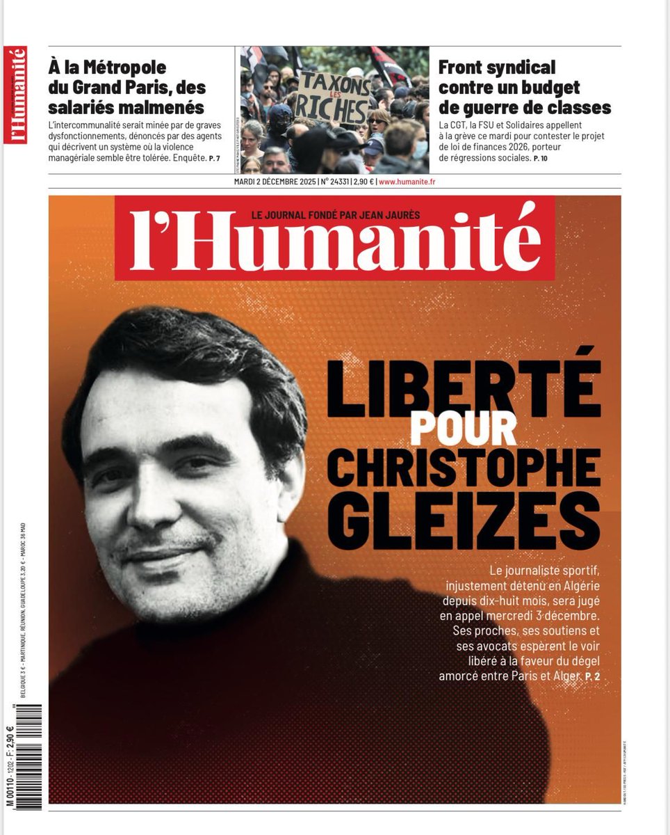 Liberté pour mon pote Christophe Gleizes emprisonné en Algérie. Merci l'<a href="/humanite_fr/">L'Humanité</a>.