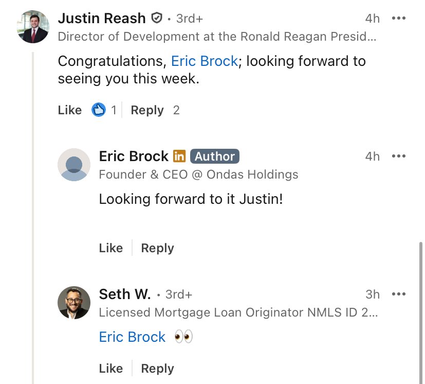 BMSInvests's tweet image. $ONDS

@CeoOndas meeting w/ Justin Reash from the Ronald Reagan Presidential Foundation &amp;amp; Institute.

The foundation is hosting the Reagan National Defense Forum (RNDF) on the 5th-6th Dec. The RNDF is a bipartisan annual event gathering Members of Congress, administration…