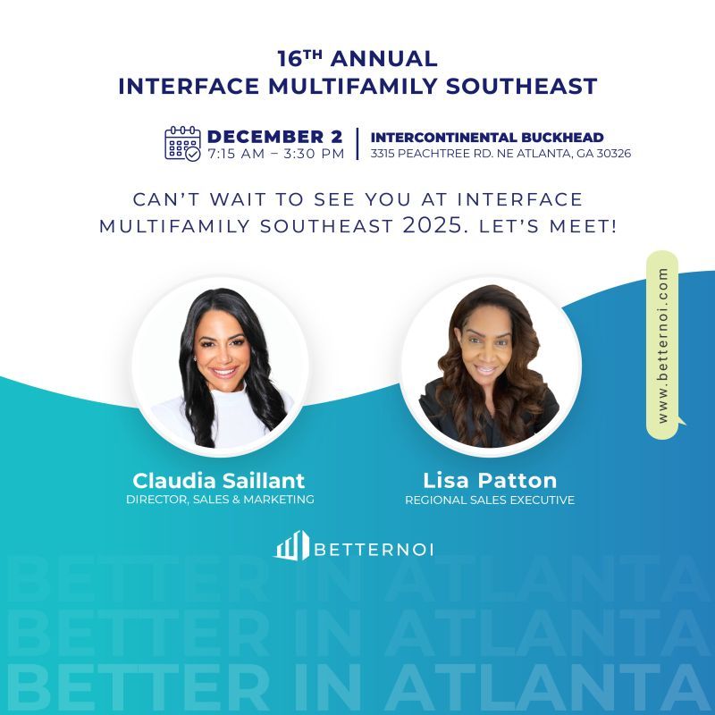 RealBetterNOI's tweet photo. Atlanta, we are coming! 

Catch us at the 16th Annual Interface Conference Group Multifamily Southeast in Atlanta!  See you tomorrow!

#BetterNOI #Multifamily #InterfaceConference #Atlanta #PropertyManagement #ResidentExperience https://t.co/jzA6UVBVcq