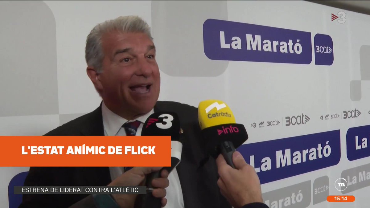 لقطة فليك بعد المُباراة؟ 

🗣️ لابورتا: فليك سعيد. أستطيع أن أؤكّد لك أنه يوم الأحد كنتُ أتناول الفطور معه في المدينة الرياضية، وأخبركم أنه سعيد ومتحمّس

هو كان متأثرًا بقضية طرد اثنين من أفراد جهازه الفني، دي لا فوينتي وماركوس