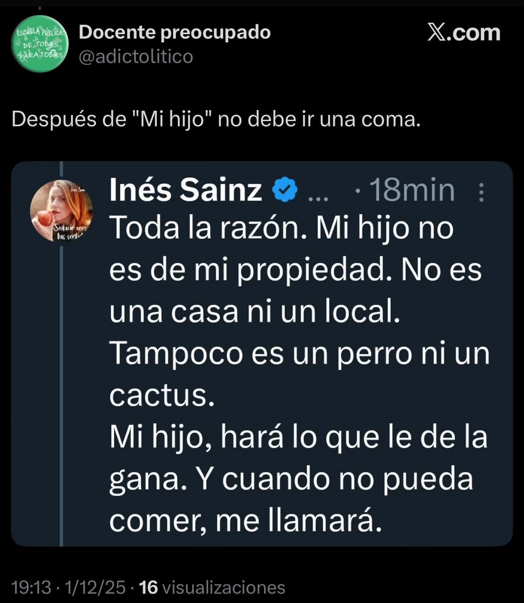 Yo creo que en realidad lo que me faltó, es una tilde. 
Pero no soy docente preocupado…
Ni escritora.
De hecho, ni guapa oficial.
Ni empresaria.
Para que hablar de Python…
Y llegado el caso, ni madre. 
Nada. Que no existo. Soy un bot.