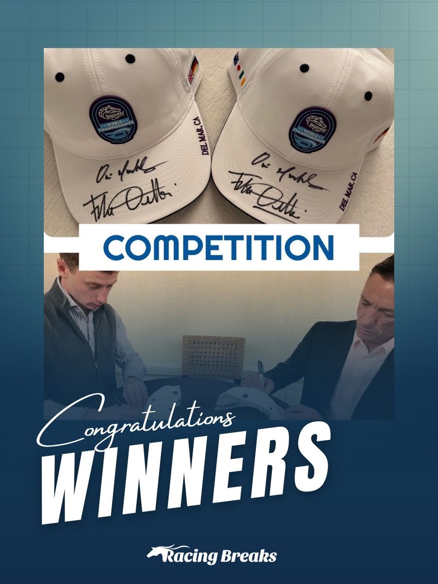 RacingBreaks's tweet image. Our competition winners are @anneka5 and @josepcooneyNH Your signed Breeders' cup caps are coming your way! Thank you everyone for entering our competition, look out for more soon!
