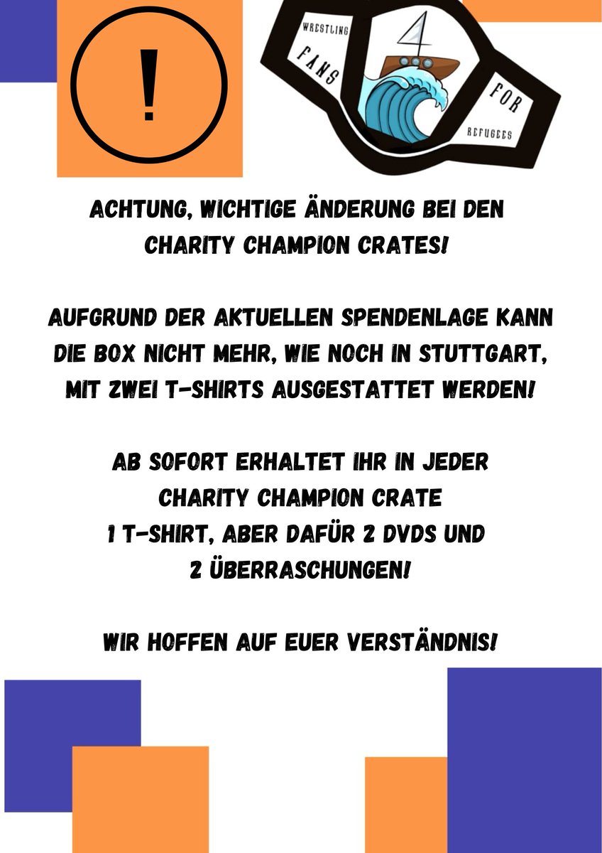 Achtung, eine wichtige Information zu den Charity Champion Crates! 

Wir hoffen auf euer Verständnis!