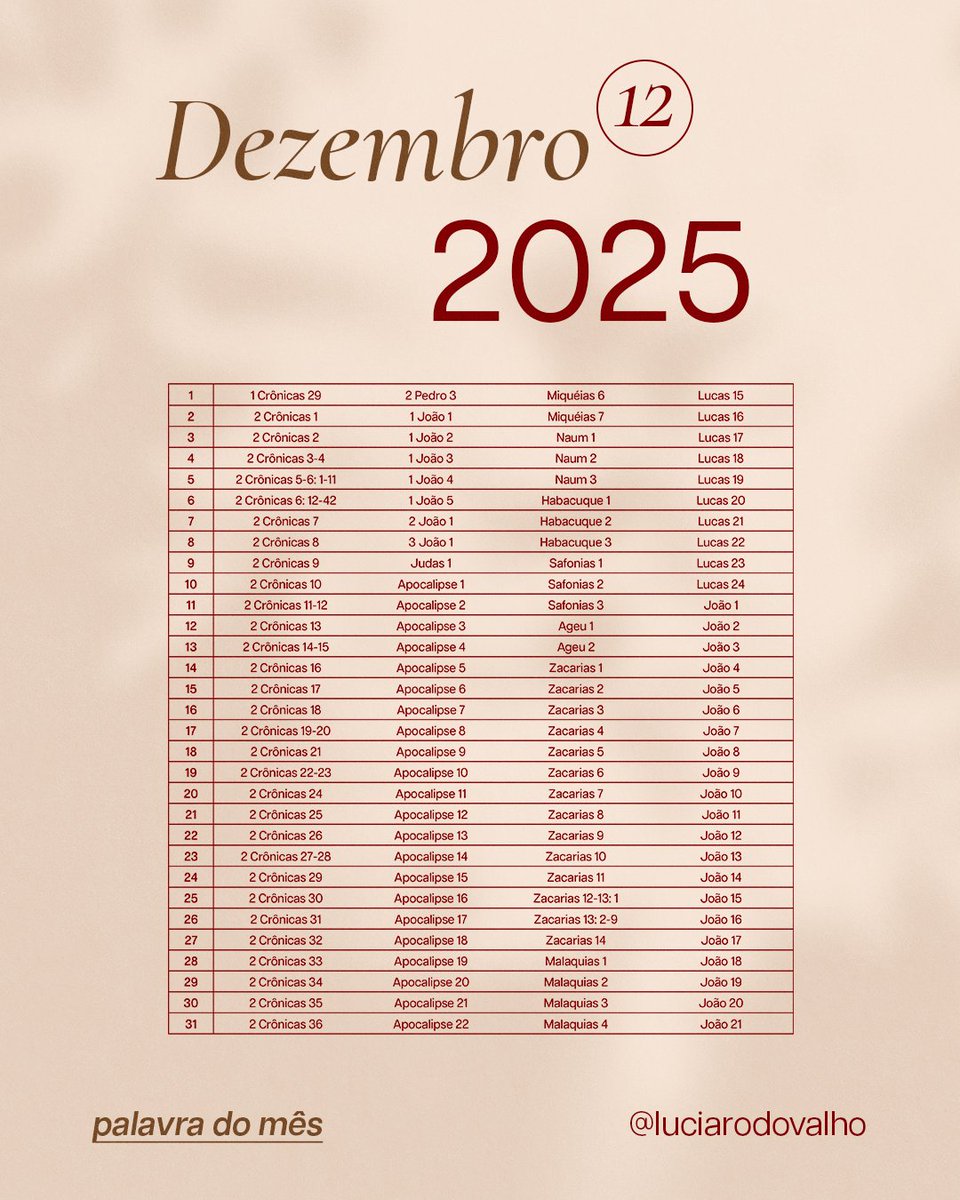 Dezembro chegou e junto com ele mais uma oportunidade para se aprofundar na Palavra do Deus vivo!

Então não perca essa oportunidade de fechar mais um ciclo na presença d'Ele e fazer o seu devocional!