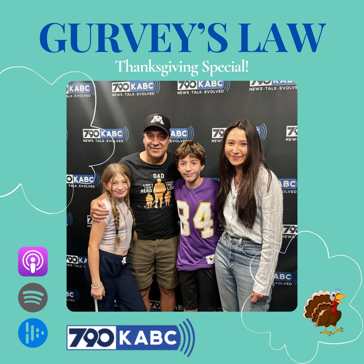 Alan welcomes his wonderful &amp; talented kids, Hudson &amp; Harper, to the show! They talk Gurvey's Thanksgiving traditions, things they are thankful for, &amp; viral TikTok videos!

Listen to all of Gurvey’s Law's episodes at gurveyslaw.com or wherever you stream your podcasts.