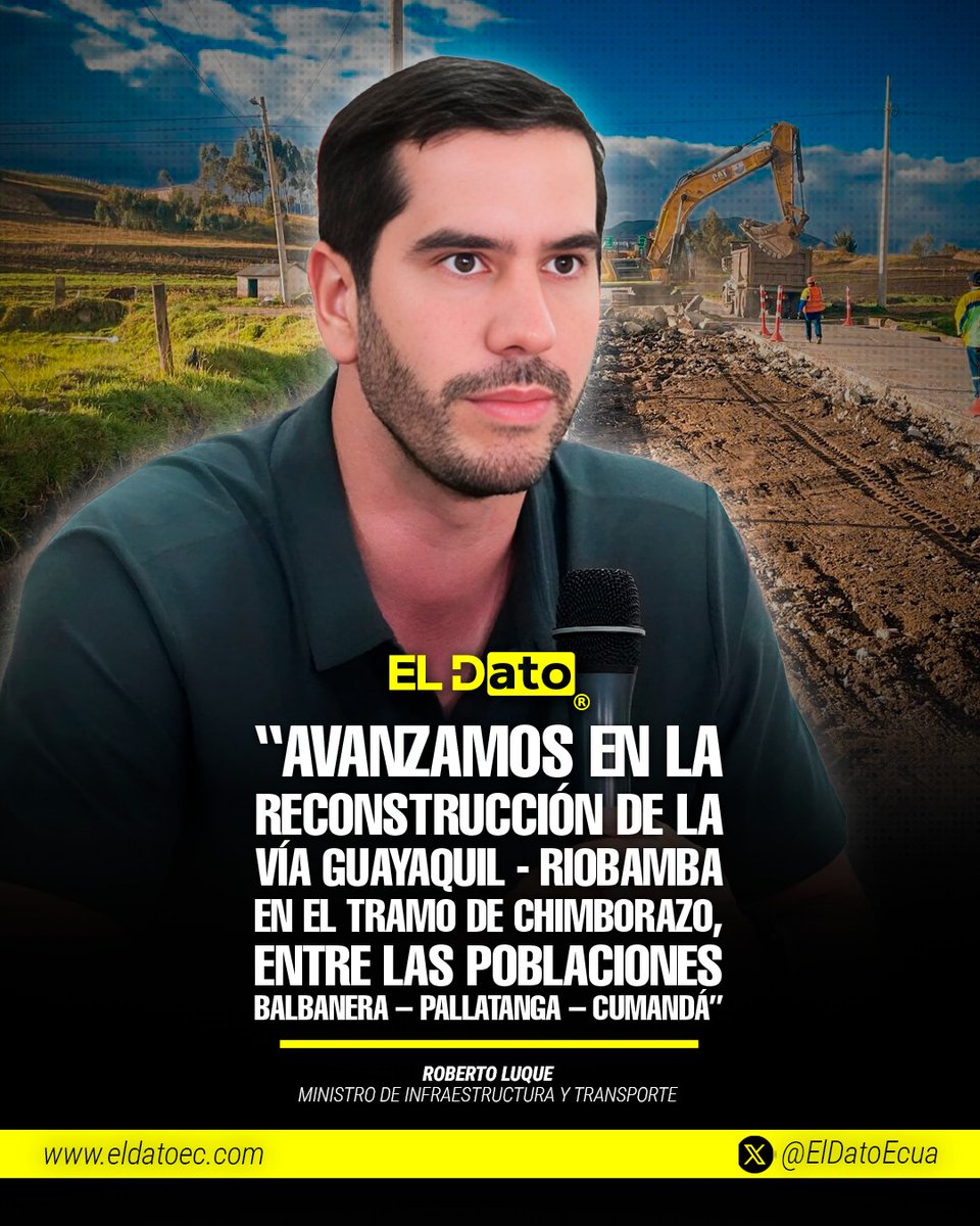 #Urgente "AVANZAMOS EN LA RECONSTRUCCIÓN DE LA VÍA GUAYAQUIL - RIOBAMBA EN EL TRAMO DE CHIMBORAZO, ENTRE LAS POBLACIONES BALBANERA – PALLATANGA – CUMANDÁ"

El funcionario señaló que los trabajos continúan de manera progresiva para mejorar la conectividad vial entre la Costa y la