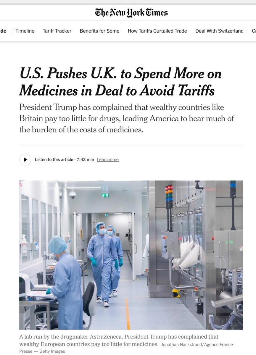 LizWebsterSBF's tweet image. 🔻 What the New York Times 🇺🇸 PROVES by telling the world:

⭐ Britain is no longer a rule-maker

⭐ Britain is now a rule-taker 👉from the United States

⭐ This undermines EU alignment, NI obligations, and the TCA

⭐ The UK is being used as a test case for higher drug prices…