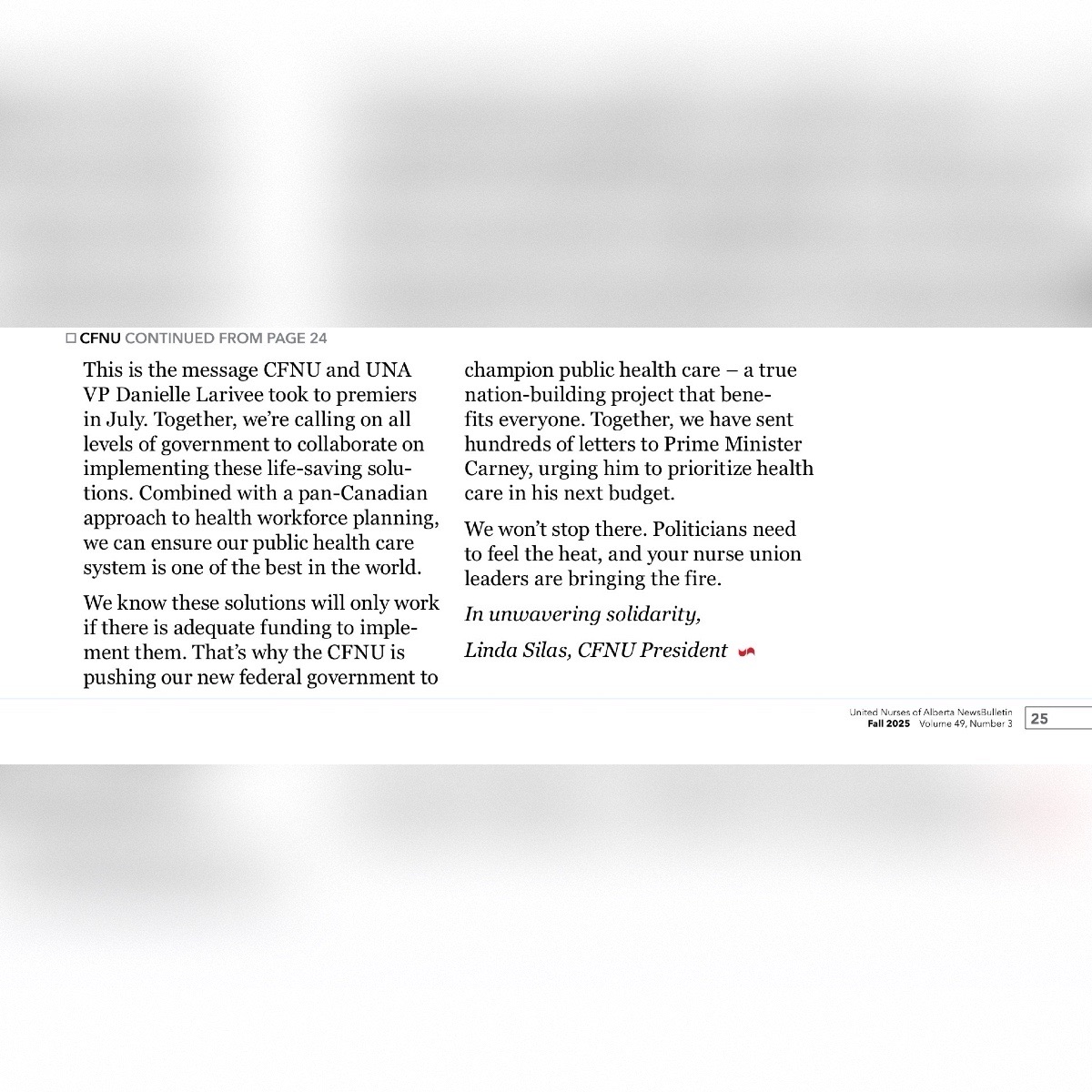 UNA News Bulletin 🗞️- Fall 2025  
#AlbertaNurses #AlbertaHealth #Alberta