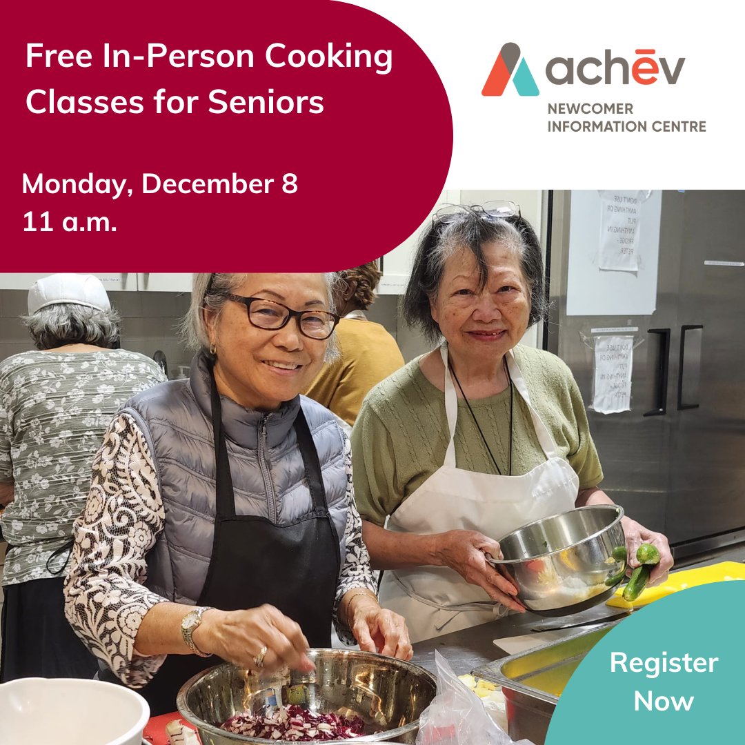 achev_ca's tweet image. If you are a senior looking to learn new recipes and cooking techniques from an expert chef, come and join our FREE cooking class on December 8! 👩‍🍳🍽 Seats are limited, reserve your spot now: bit.ly/480Lyjm 

#Seniors #cookingclass #cooking #malton