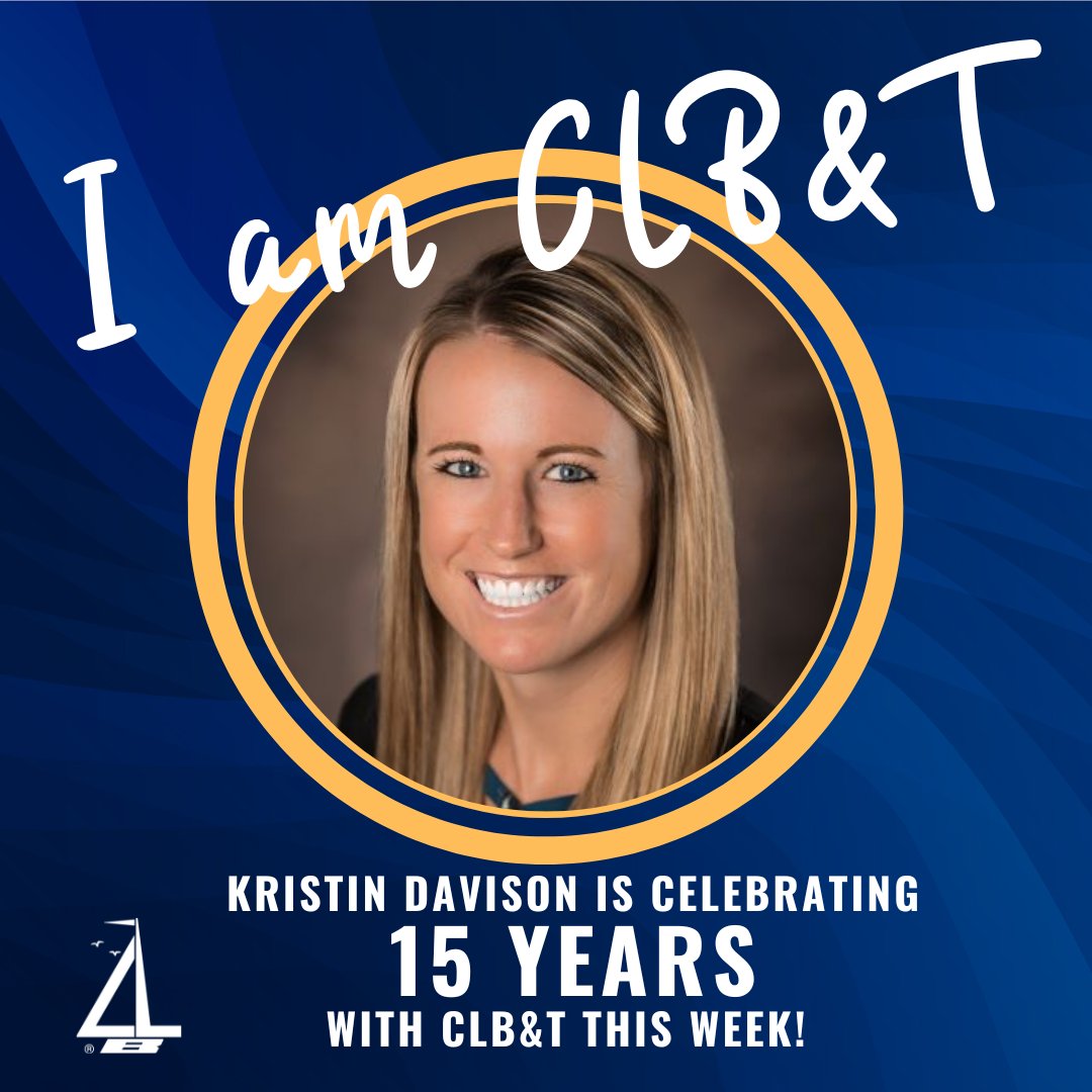 Congratulations to Kristin Davison on celebrating 15 years with Clear Lake Bank &amp; Trust! Kristin is our Vice President of Compliance &amp; BSA Officer in our Clear Lake location. Thank you for your years of service to CLB&amp;T, Kristin!