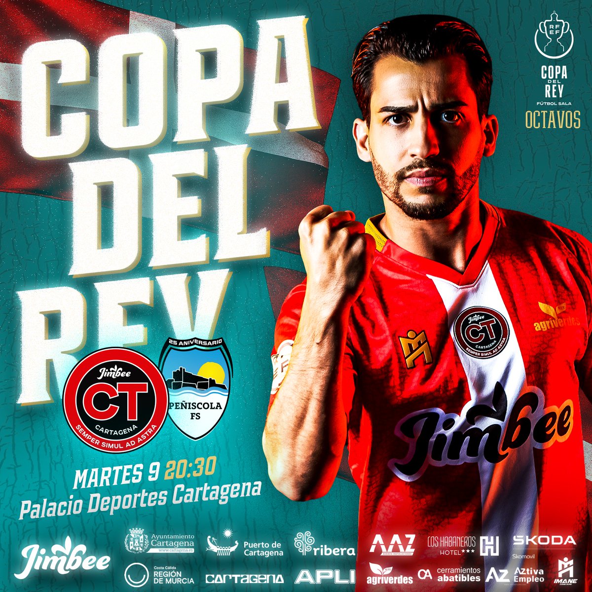 ✍🏼🏆👑 ¡Guardad la fecha porque llega la 𝑪𝒐𝒑𝒂 𝒅𝒆𝒍 𝑹𝒆𝒚! 

⚔️ Octavos de final
🆚 <a href="/peniscolafs/">Servigroup Peñíscola FS</a>
🗓️ Martes 9
⏰ 20:30
🏟️ Palacio de los Deportes de Cartagena
🔜🎟️ Entradas próximamente

#JimbeePeñíscola #CopaDelReyFS