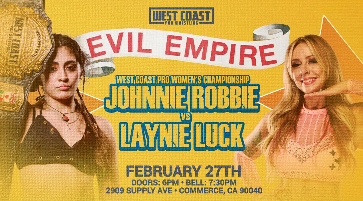 TICKETS ON SALE NOW!!!

West Coast Pro returns to Southern California! 

West Coast Pro presents Evil Empire!

Friday February 27th 
Dirt Dog Compound 
Commerce, Ca 

WestCoastPro.EventBrite.Com