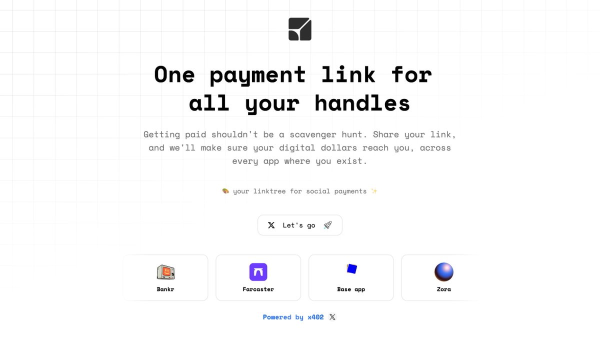 tryhandle's tweet image. More @base apps = more places to be yourself.

handle.ee = one link that splits incoming payments to all of them.