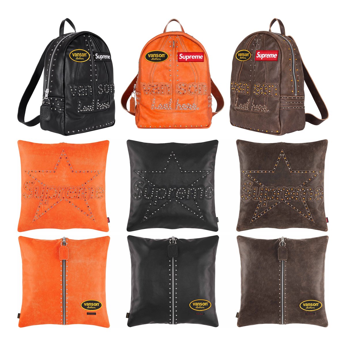 Supreme x Vanson Leathers x b. b. Simon Leather Jacket, Pillow and 