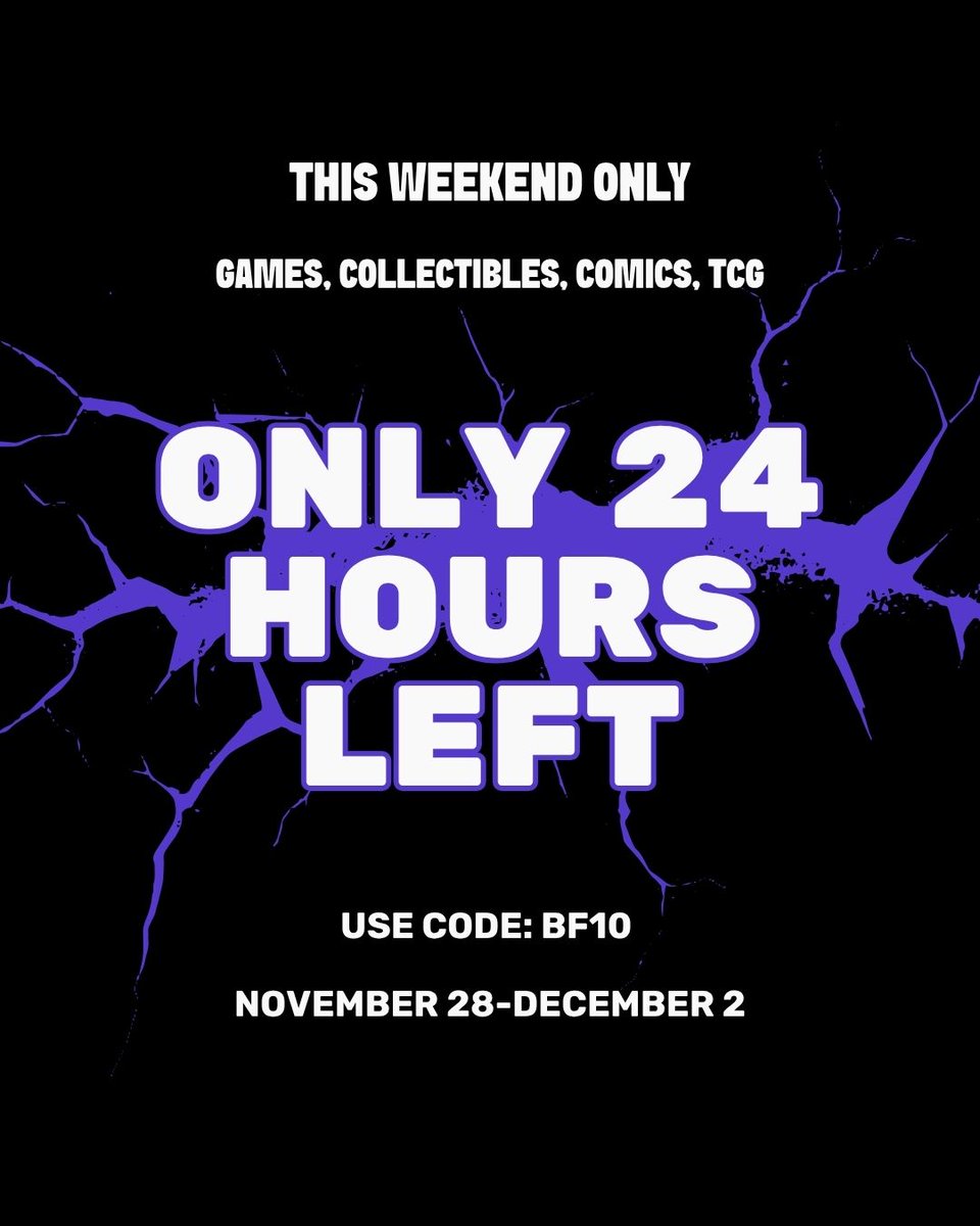 MyShopville's tweet image. Only 24 hours left on Shopville&apos;s hottest sale of the year. You can save money now or pay full price later. No pressure 😉. 👉 myshopville.com

#24hoursleft #blackfridaysale #cybermondaysale #shopville #tcg #games #collectibles #comics #tcgs
