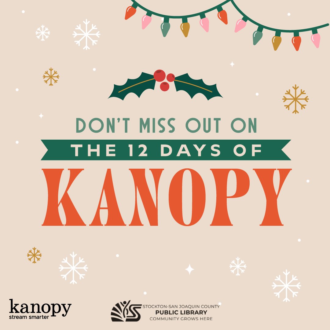 Start the holiday countdown with holiday classics during the 12 Days of Kanopy. Starting December 13 and running until December 24. Explore the collection here kanopy.com/category/89268.