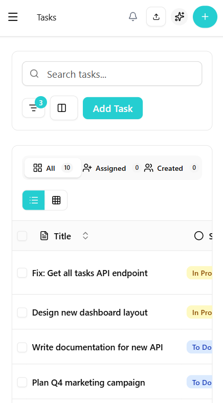 Ogedi_01's tweet image. 🚀 Building my TaskCollab app — new update!

Just shipped a big improvement to the Tasks Page (desktop + mobile)

• Ultra-clean design (shadcn/ui)
• TanStack Table for fast sorting
• Toggle columns on/off instantly
• Status / Priority filters
#buildinpublic #softwareengineers