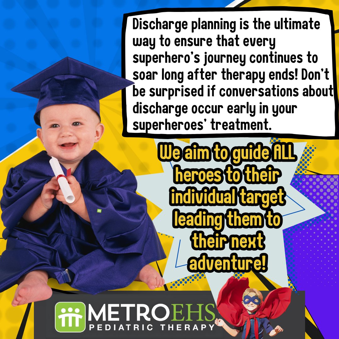 METROEHS_'s tweet image. 🎓Aiming for Discharge is a BIG deal around MetroEHS! It is so important to us that your kiddo is on the path to graduation, that MetroEHS makes Discharge Planning a💥CORE VALUE💥. 

 #MetroEHS #CoreValues #PediatricTherapy #DischargePlanning #ChildSuccess