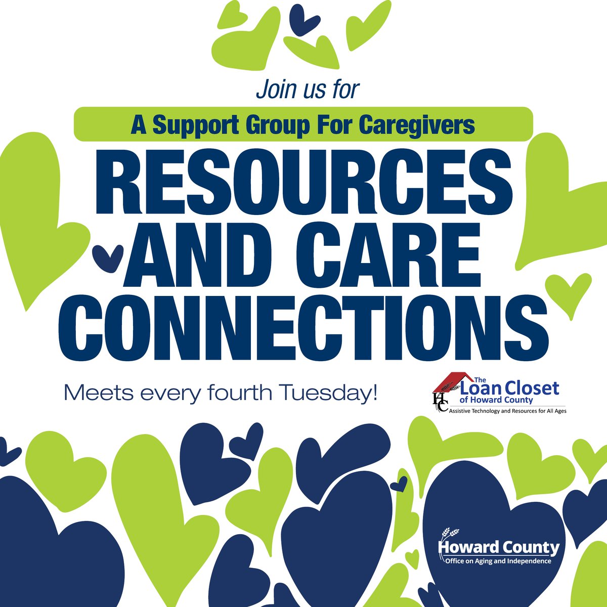 Are you a caregiver? Join #HoCoAging for the next Resources and Care Connections group meeting. Meets the fourth Tuesday of each month from 5:30-7 p.m.

7125 Riverwood Drive, Suite D1, Columbia, 21046.

Contact Kim Flash at 410-313-3668 or kflash@howardcountymd.gov to register.