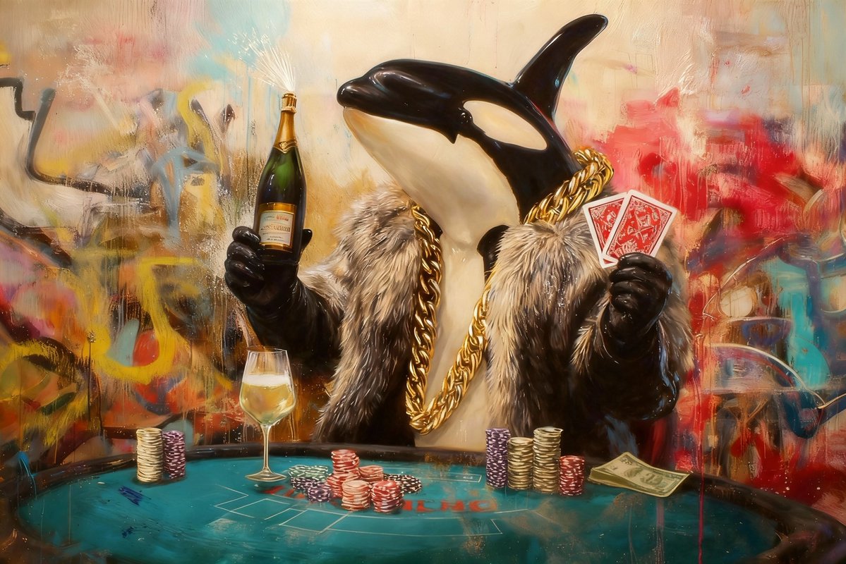 ModernPokerClub's tweet image. “Orca hits one pot and starts celebrating like he printed the whole casino. Champagne, fur coat, and zero remorse. 🐋🍾
Join our Discord in bio.”

#ModernPokerClub #MPC #Poker #Solana #NFTs #Web3Gaming #CryptoPoker #WhaleEnergy #PokerLife #NFTCommunity