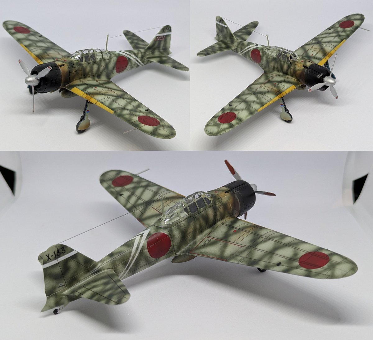 First build of the winter is done - 1/72 Airfix Zero in an improvised camo scheme. Fun little build, I recommend the kit. This is not meant to be a particular real plane but simply just a fun build