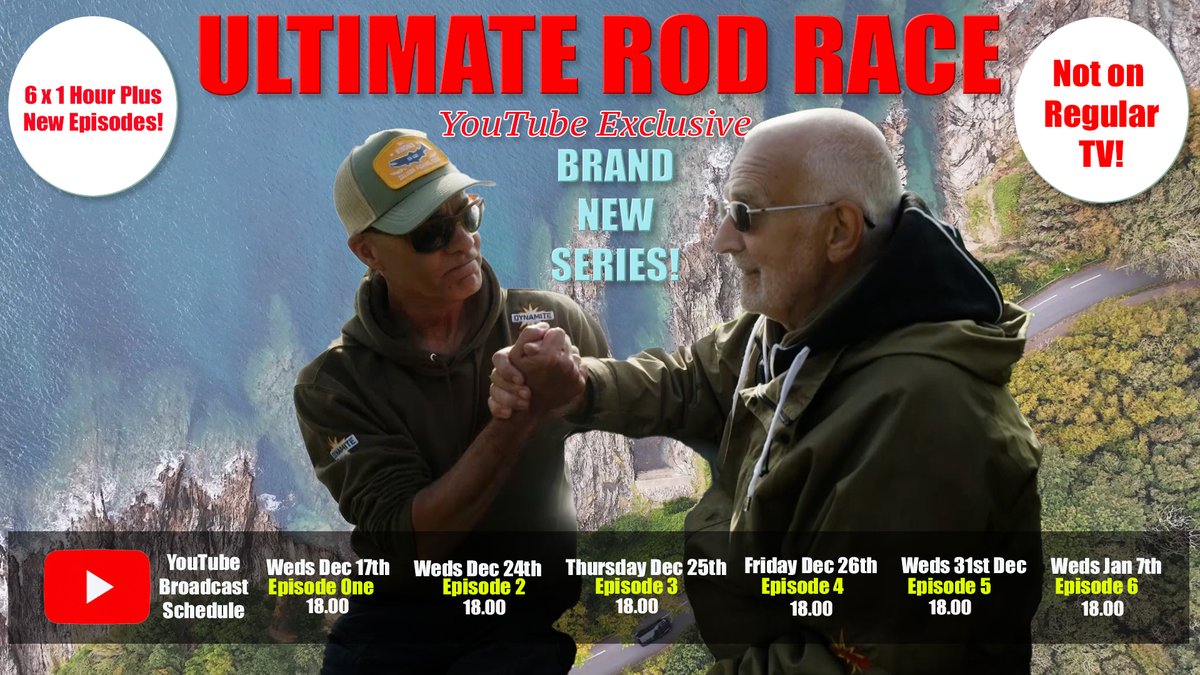 MattHayesfish's tweet photo. Ultimate Rod Race is a brand new series of 6 one hour plus episodes featuring myself and Mick and made with some of the original crew...
Here’s the schedule and a link to the channel
https://t.co/7rBVXX0Obe https://t.co/QZMtwloV8Q