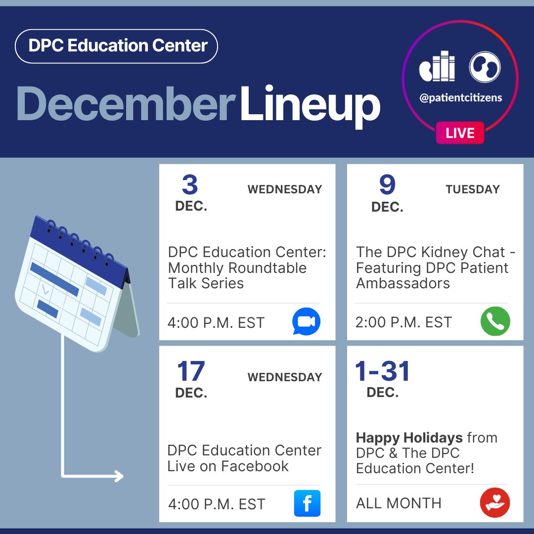 🎄 Happy Holidays from the DPC Education Center!

December is the perfect time to stay connected and informed. Join us for upcoming events where you can hear from kidney care experts, ask questions, and explore essential health topics.

👉 dpcedcenter.org/news-events/ev…