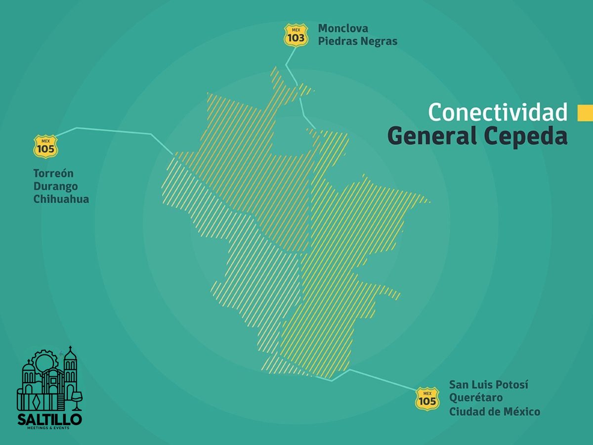 ¡Vive aventuras inolvidables en el #PuebloMagico de #GeneralCepeda en el sureste de #Coahuila! 🦖🤠¡Prepara tu backpack, lentes y sombrero, elige tu ruta y lánzate a General! 🕶🎒🧢

Por aquí te dejamos un mapa de conectividad terrestre para llegar a nuestro pueblo 📍