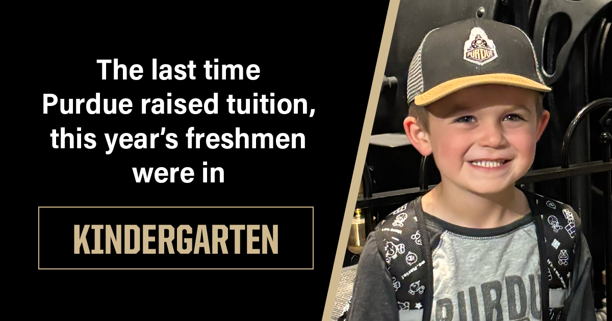 Today’s freshmen have never seen a tuition increase at Purdue — and nearly 60% will graduate debt-free. With 14 years of frozen tuition, Purdue’s commitment to affordability helps students focus on their futures, not their finances. purdue.university/4hZVWec