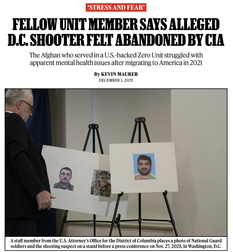 RollingStone's tweet image. A fellow unit member describes how the alleged D.C. National Guard shooter felt abandoned by the CIA: 

“He’d say, ‘I am working nine years or 10 years with [the] U.S. government. [They] never answer my phone [call].’”

Story: rollingstone.com/politics/polit…