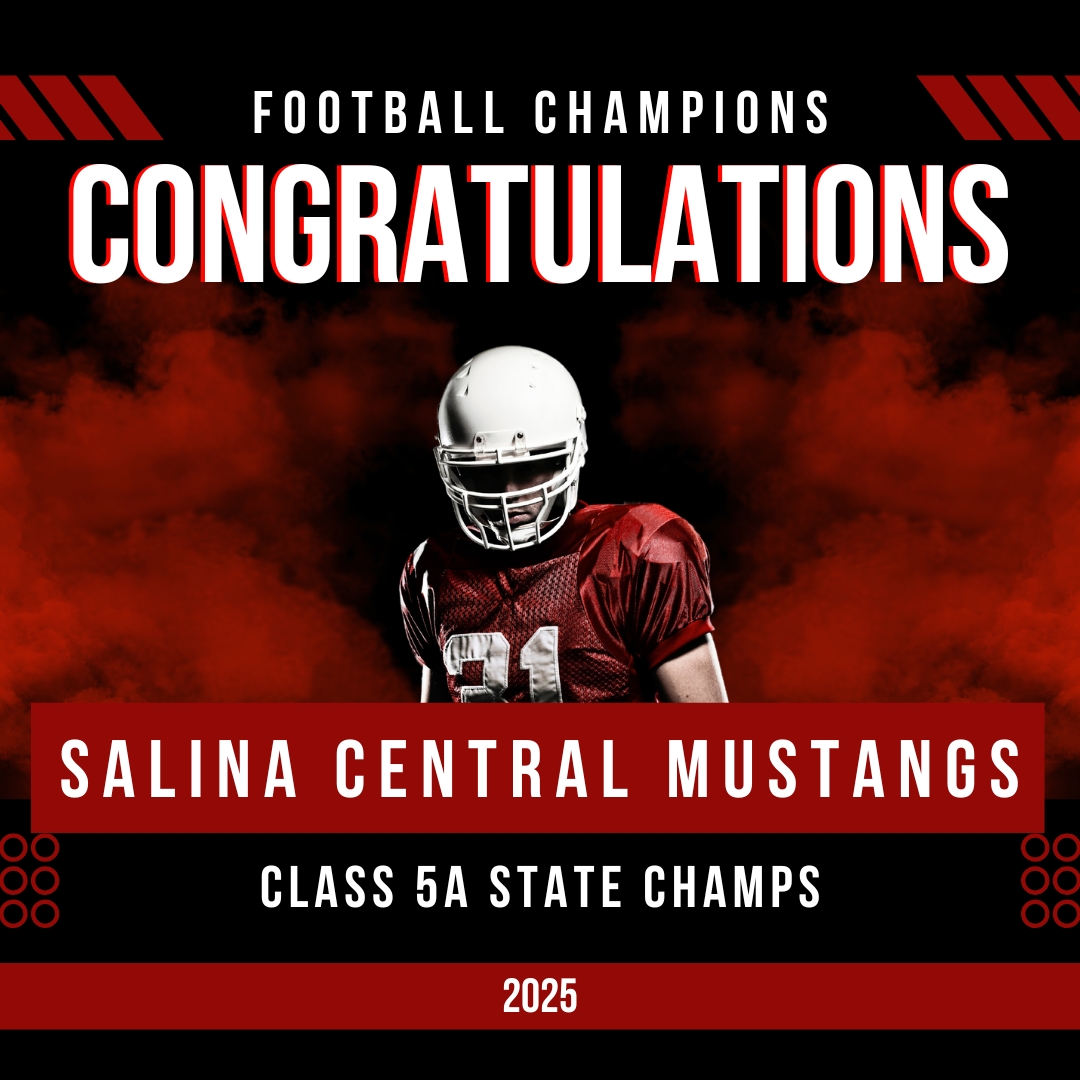 Congratulations to the <a href="/SC_MustangFB/">Salina Central Mustangs Football</a> team for winning the Class 5A State Championship! 🏆