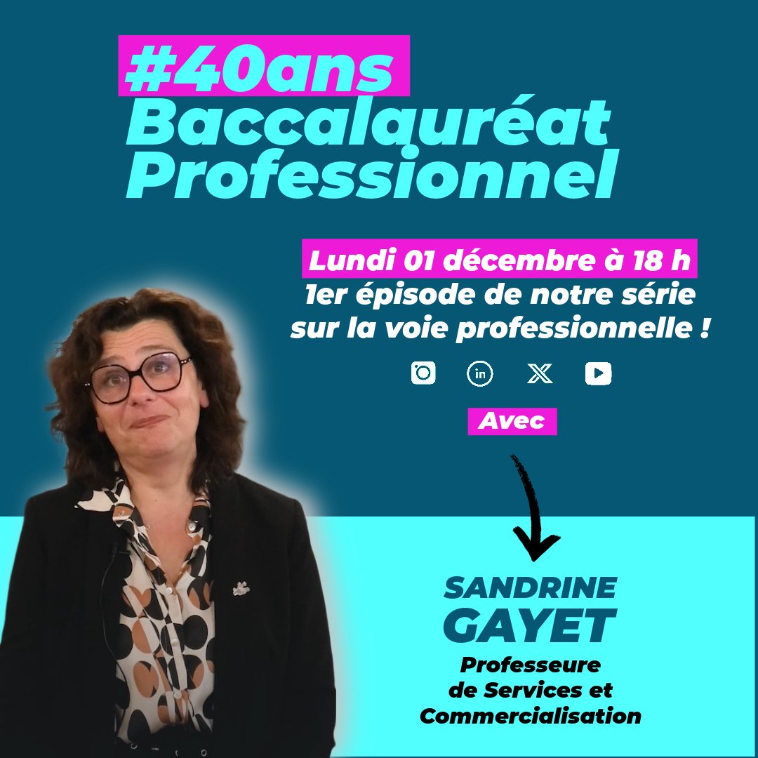 🎉 Lancement ce soir du 1er épisode de notre série #40ansBacPro !

À l’occasion de la 5e édition de la Semaine des lycées professionnels, retour sur 40 ans d’histoire d’un diplôme devenu la 1re certification de formation professionnelle initiale.

⏰ RDV à 18h sur nos réseaux !
