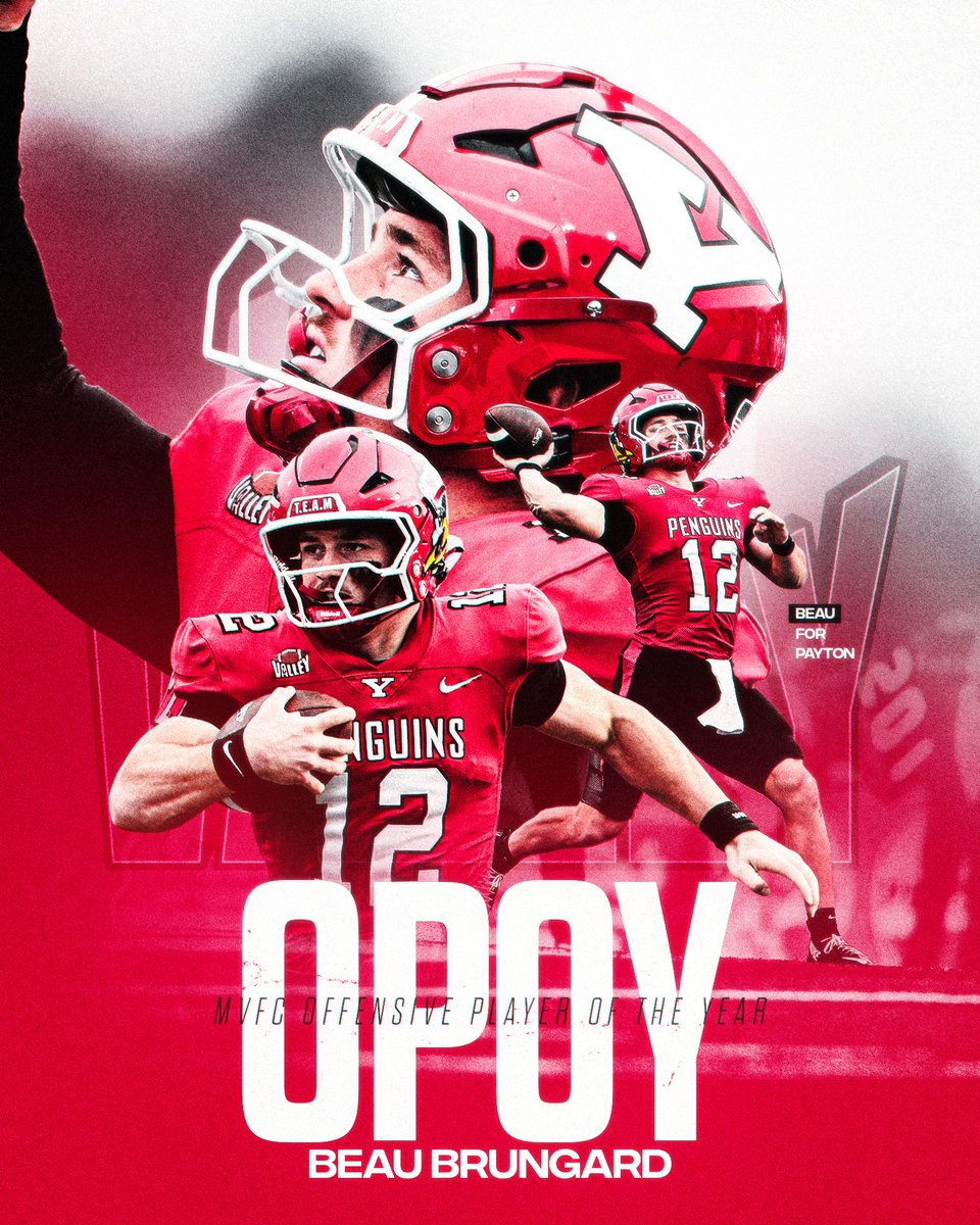 Following his record-breaking season, QB 𝐁𝐞𝐚𝐮 𝐁𝐫𝐮𝐧𝐠𝐚𝐫𝐝 is the 2025 <a href="/ValleyFootball/">Valley Football</a> Offensive Player of the Year! 🐧🏈

#GoGuins
