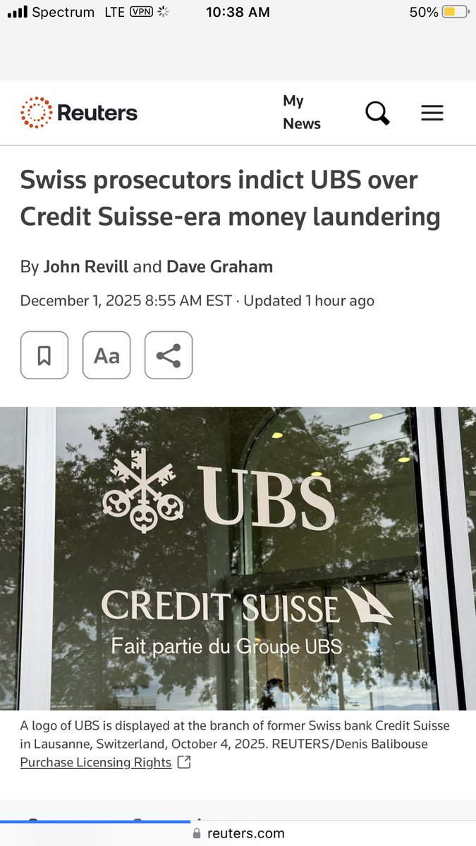 ColdWarPatriot's tweet image. 😎🇨🇭🌎💣 Credit Suisse- UBS Global Money Laundering.⚡️ reuters.com/business/finan…