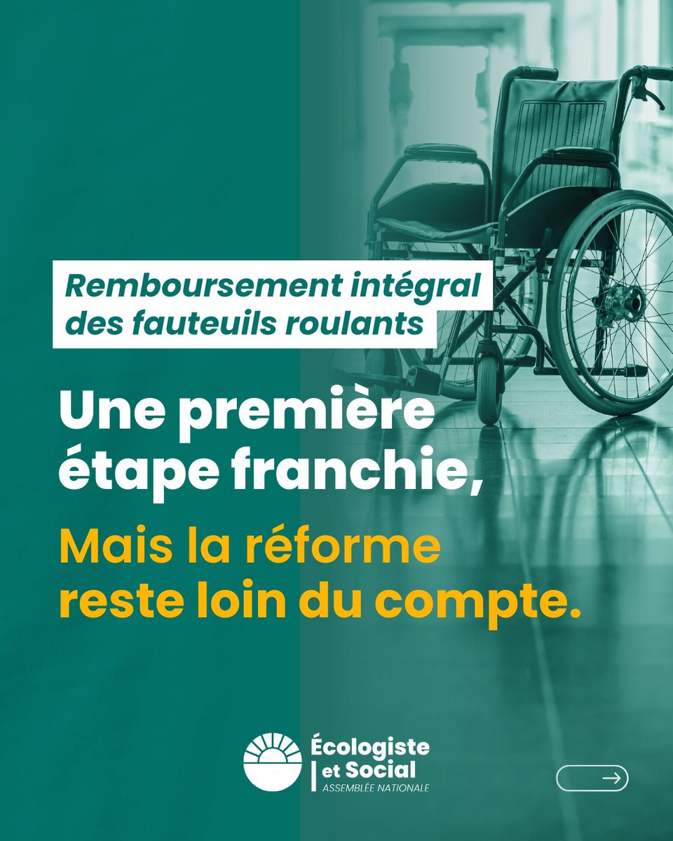 Gpe_EcoloSocial's tweet photo. 🚨 Remboursement des fauteuils roulants : une première étape est franchie… mais la réforme reste loin du compte.

❗ Concrètement, de nombreuses personnes risquent encore de se voir refuser un remboursement intégral de leur fauteuil.

Explications ⤵️ 1/2 https://t.co/inSMDlHqfZ