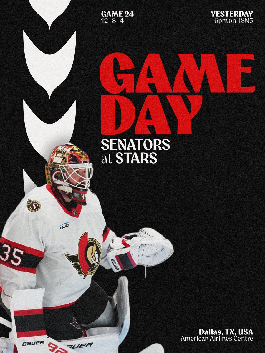 Senators Game Day Poster 24/82 — Senators vs Stars

I spent most of the day Christmas shopping, came home &amp; fell asleep on the couch like an old man instead of making my game day poster. So glad I woke up to watch that entire fiasco. 

oh well, on to the next one. Go Sens Go!