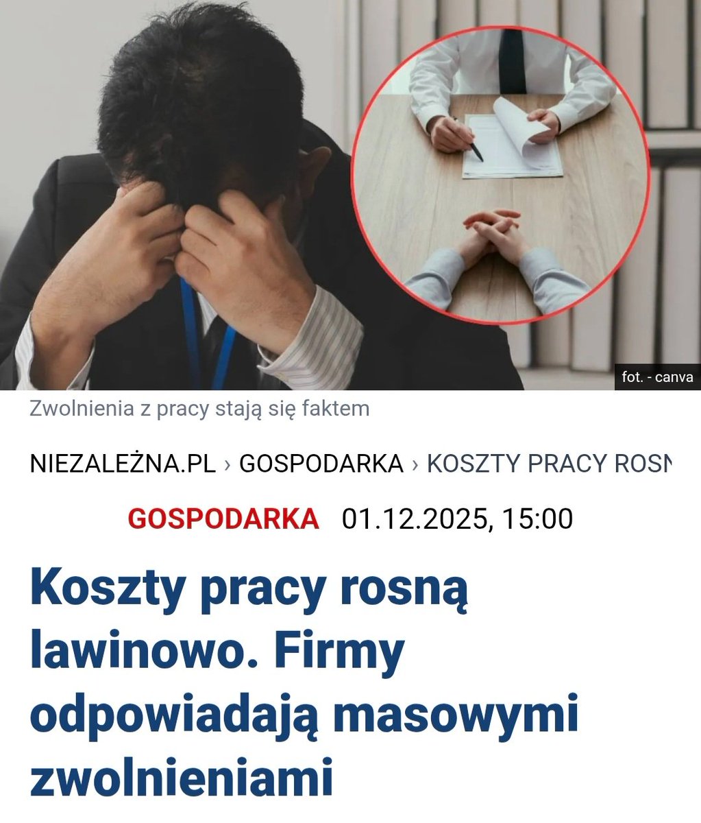 Miało być cudownie, darmowy ZUS, niższe koszty prowadzenia działalności, 60 tysięcy kwoty wolnej od podatku...
Jest całkiem odwrotnie.
ZUS wzrasta o 270zł, a koszty energii dobijają firmy.
Setki osób traci pracę w ramach zwolnień grupowych, co oznacza dramat zwykłych pracowników