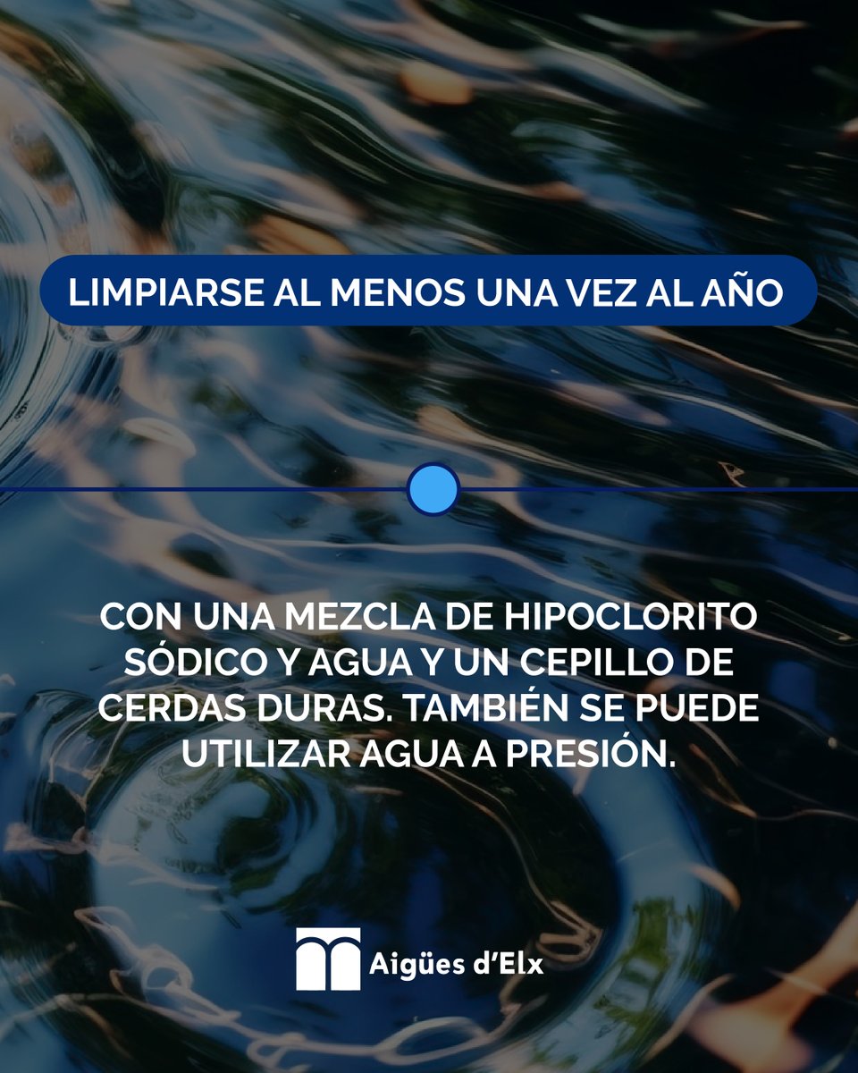 aigueselx's tweet photo. Un buen mantenimiento de los depósitos comunitarios es clave para asegurar la calidad del agua suministrada 💧

Además, el usuario/a es responsable de su correcto uso y mantenimiento.

Descubre algunos de los pasos a seguir ➡️

#AigüesDElx #Elche #GestiónDelAgua https://t.co/YJsRYtE7An