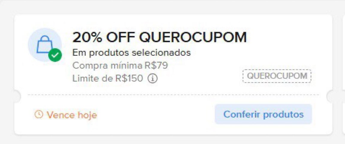 ⚠️ CUPOM MERCADO LIVRE

📚 20% OFF em compras acima de R$79 (limitado a R$150)!

👉🏻 mercadolivre.com/sec/2fKsm5g

🎟 Use o cupom QUEROCUPOM